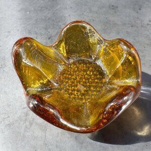 Vintage Italian Glass Trinket Dish Small Bowl Abstract‎ Shape Venetian Glass VTG